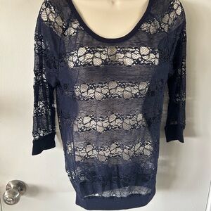 Navy Lace Top M